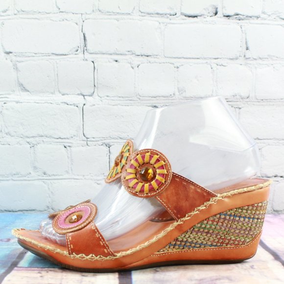 L 'Artiste Shoes - L'ARTISTE Taffy Studded Strappy Wedge Sandals Sz 7
